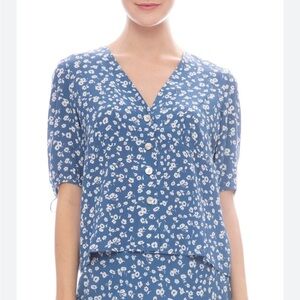 Rails Brand Blue Floral Blouse Sz M